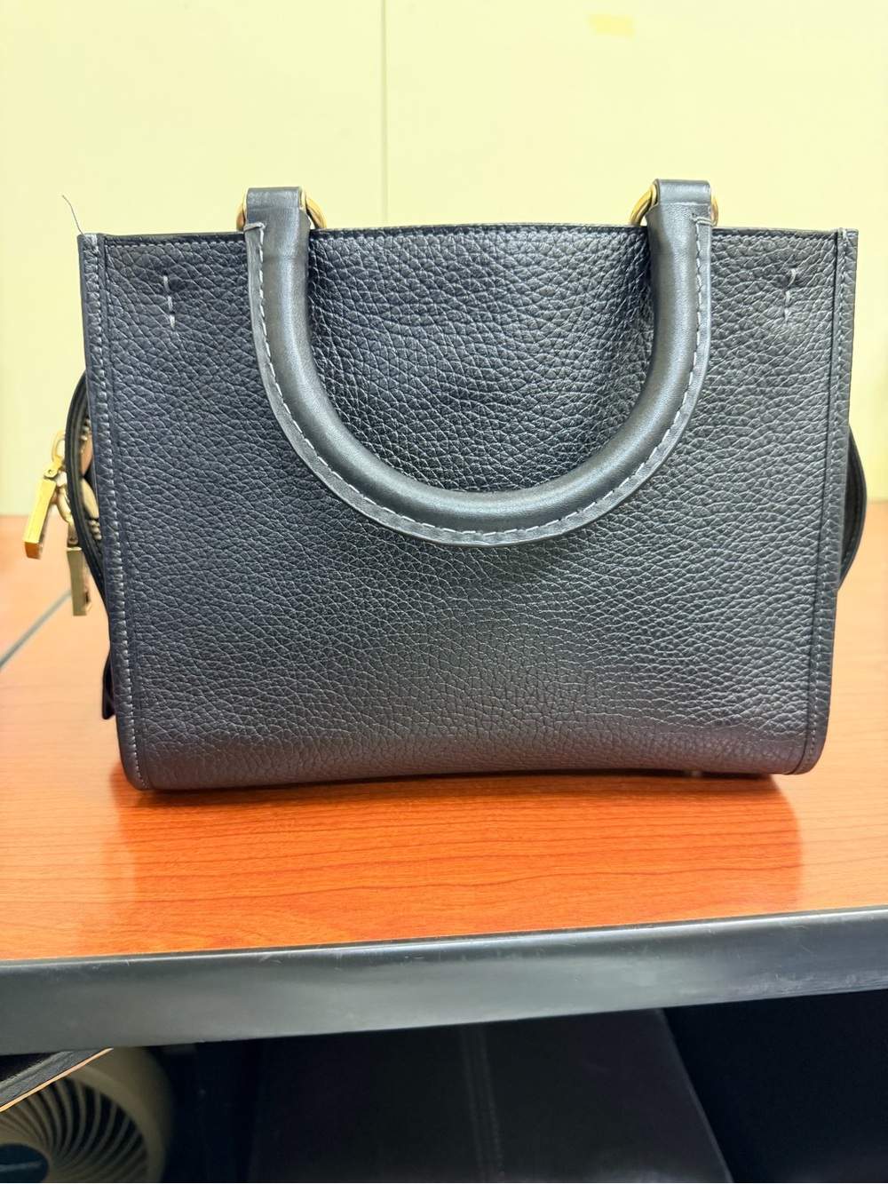 Coach Rogue 25-Black Pebbled Leather Shoulder Bag with Gold Charm - Picture 2 of 16